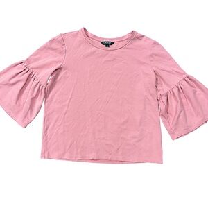 Lauren Ralph Lauren Pink Bell Sleeve Top Medium Knit Relaxed Office Casual